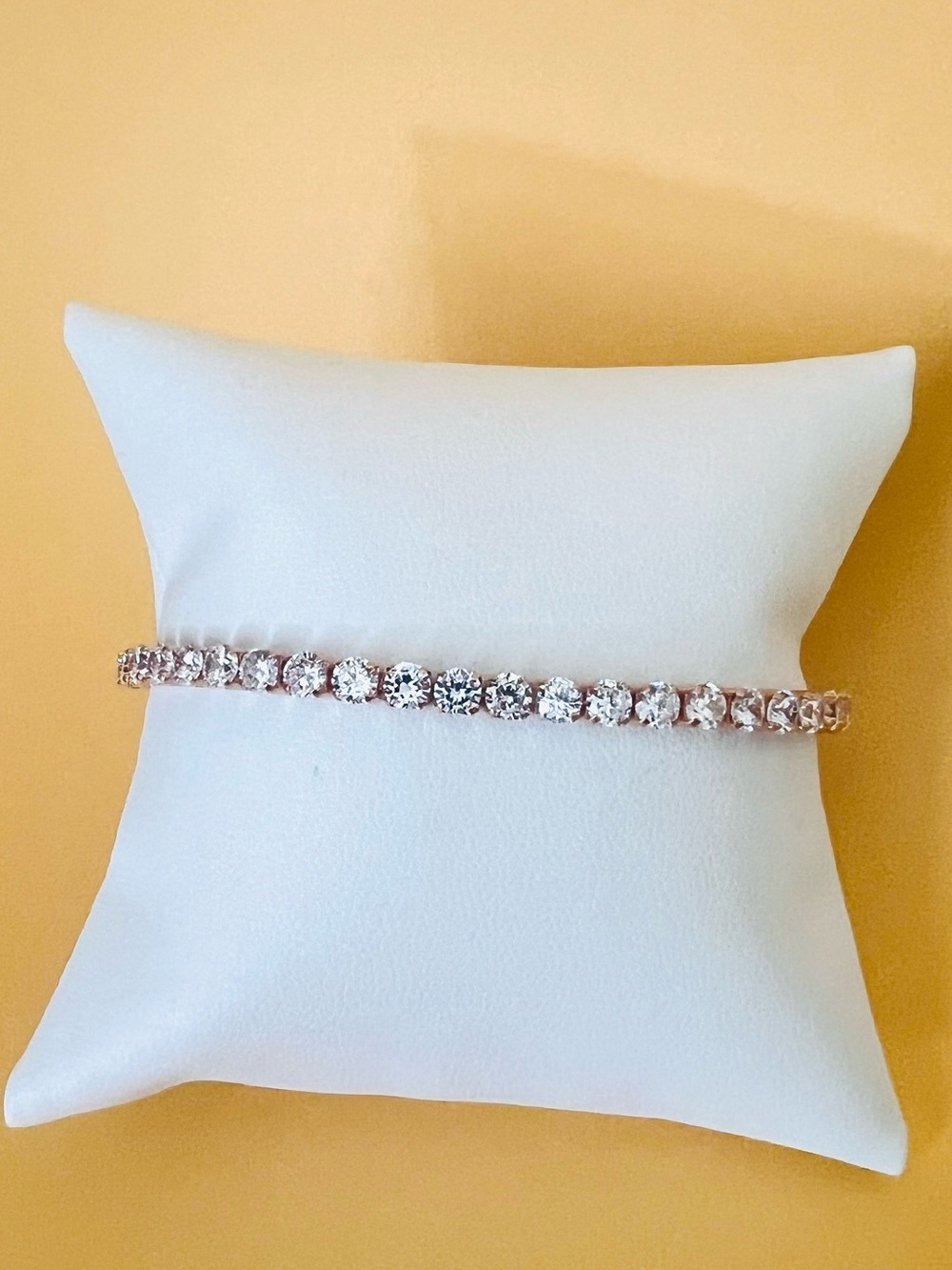 14K Rose GP tennis bracelet clear CZ adjustable size